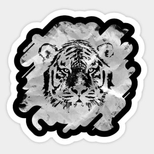 Black and white Tiger portrait  on paper canvas Sticker